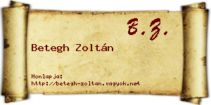 Betegh Zoltán névjegykártya