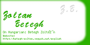 zoltan betegh business card